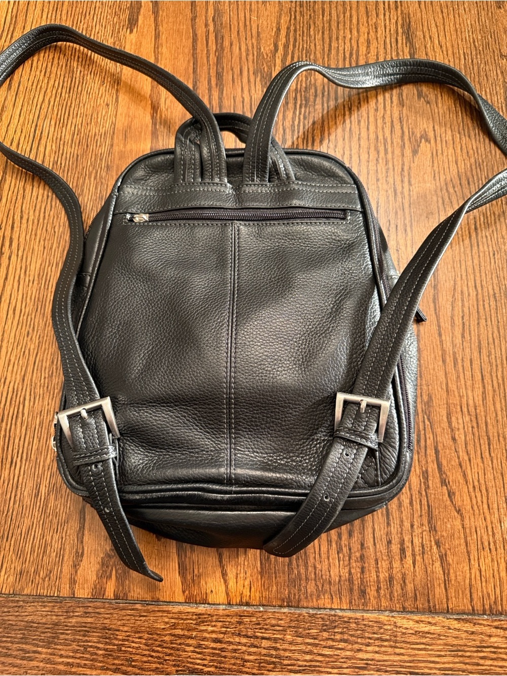 Tignanello Black Pebbled Leather Backpack Purse Small Travel Daypack Organizer - Picture 5 of 16